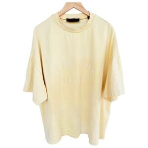 Fear Of God Essentials Hoodie Sweatshirt Mens M Yellow Oversized Logo Pullover